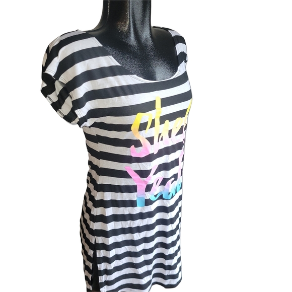 OP Black and White Striped Swimsuit Cover Up M - Picture 2 of 6